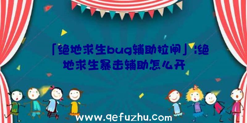 「绝地求生bug辅助拉闸」|绝地求生暴击辅助怎么开